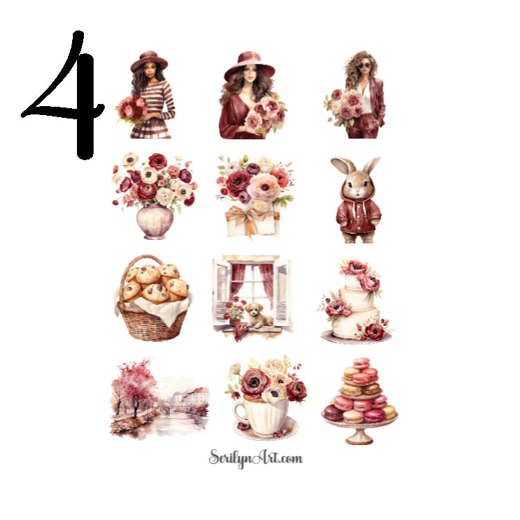 Spring Burgundy Sticker Sheet