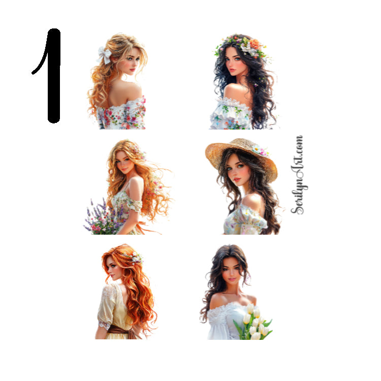 Spring Cottage Girls Sticker Sheet