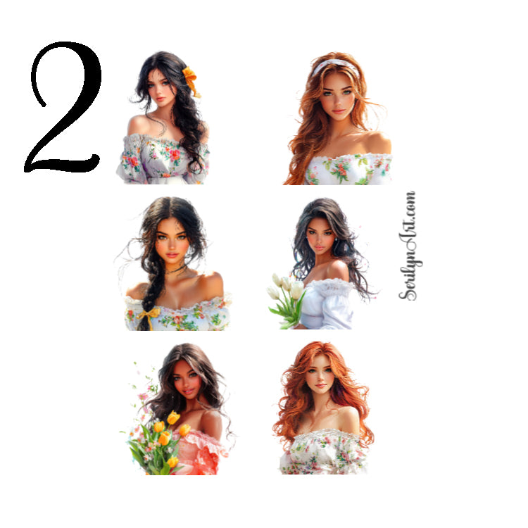 Spring Cottage Girls Sticker Sheet