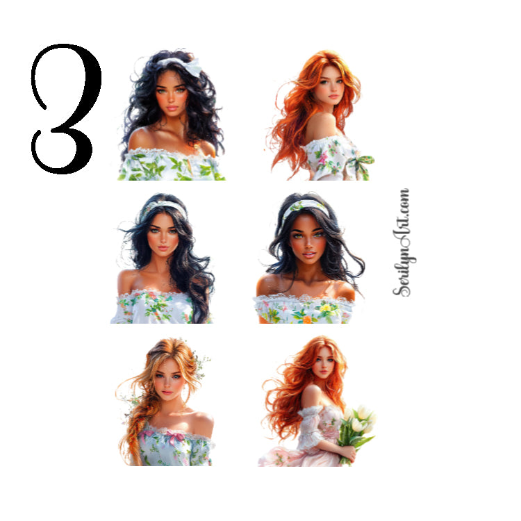 Spring Cottage Girls Sticker Sheet