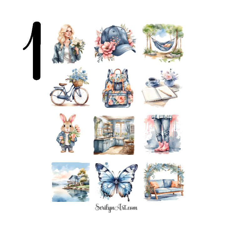 Spring Denim Sticker Sheet