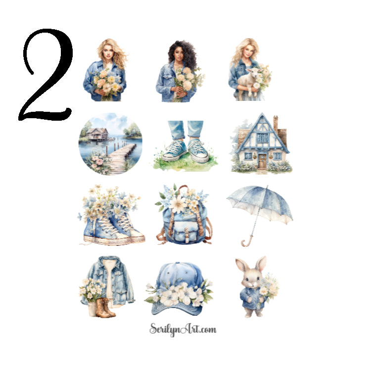 Spring Denim Sticker Sheet