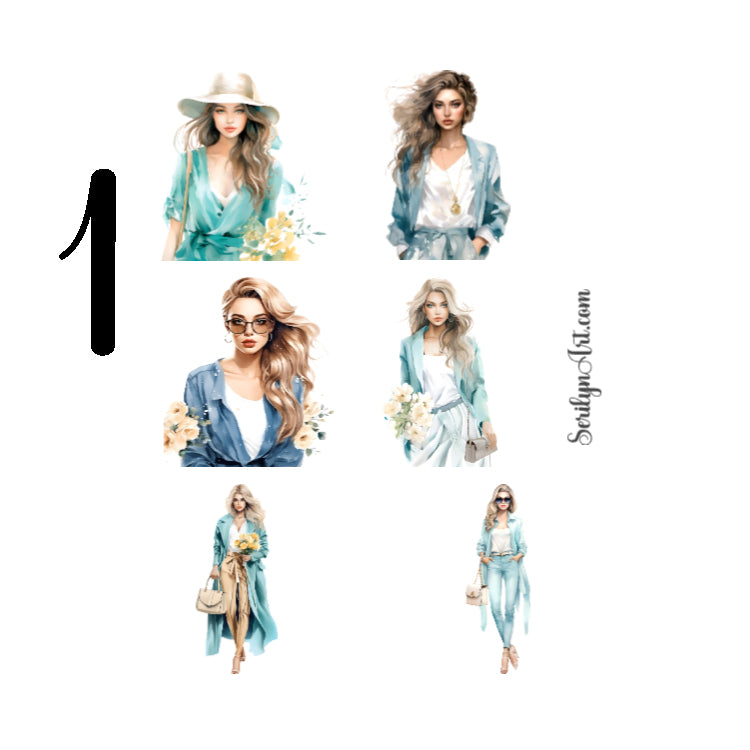 Spring Fashion Aqua Sticker Sheet
