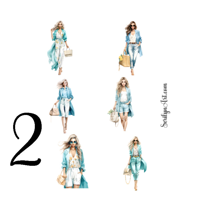 Spring Fashion Aqua Sticker Sheet