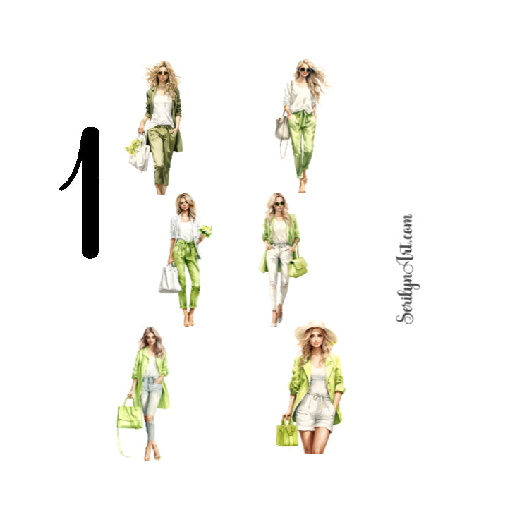 Spring Fashion Green Sticker Sheet