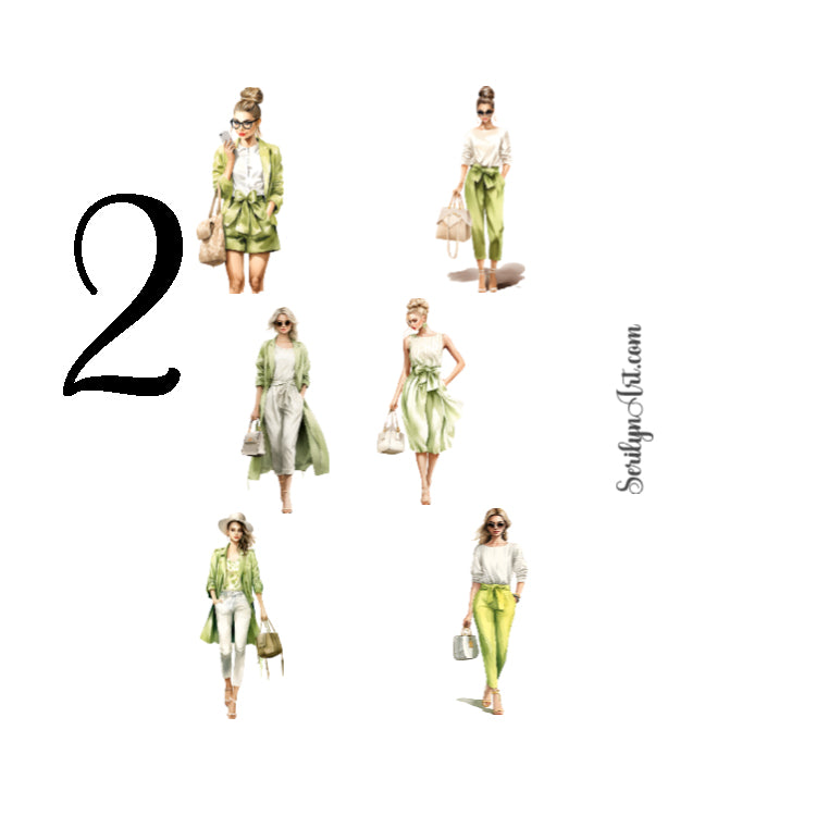 Spring Fashion Green Sticker Sheet