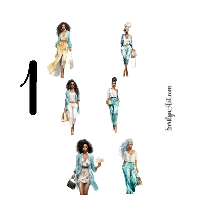 Spring Fashion Turquiose Sticker Sheet