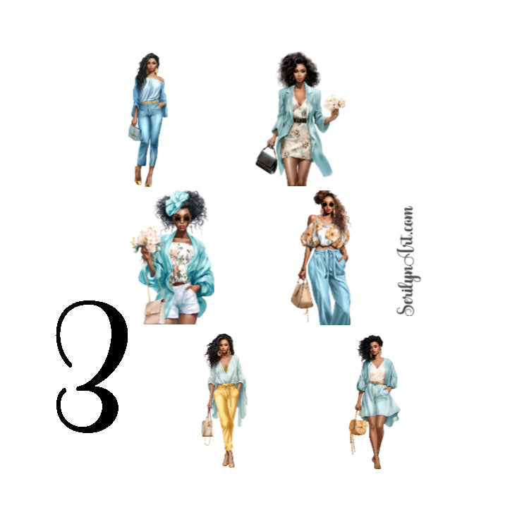 Spring Fashion Turquiose Sticker Sheet