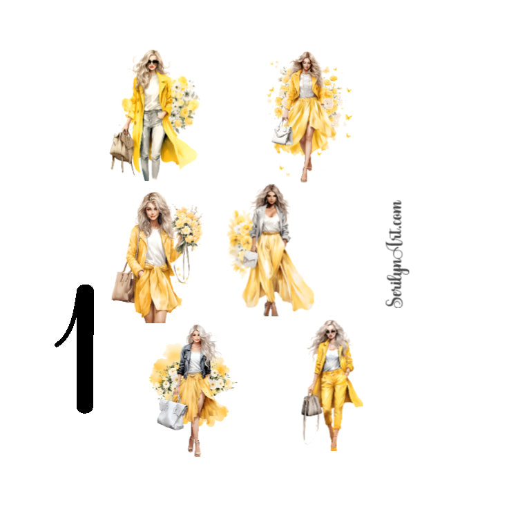 Spring Fashion Yellow Sticker Sheet