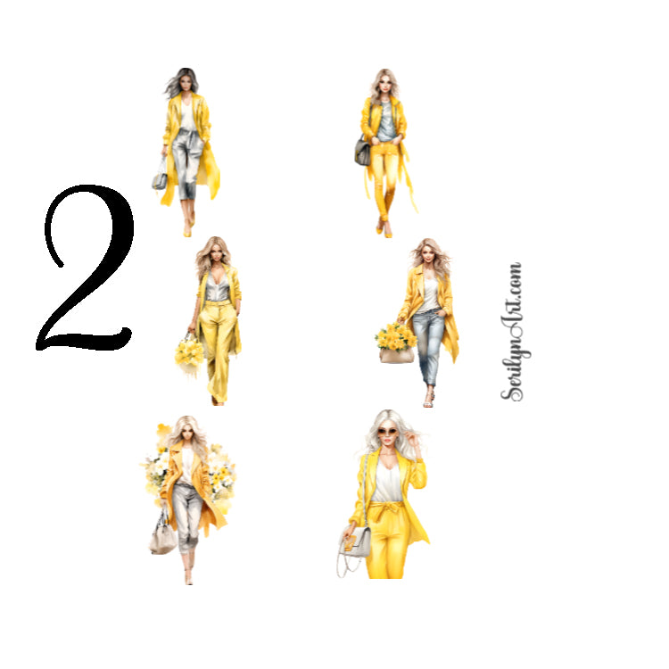 Spring Fashion Yellow Sticker Sheet