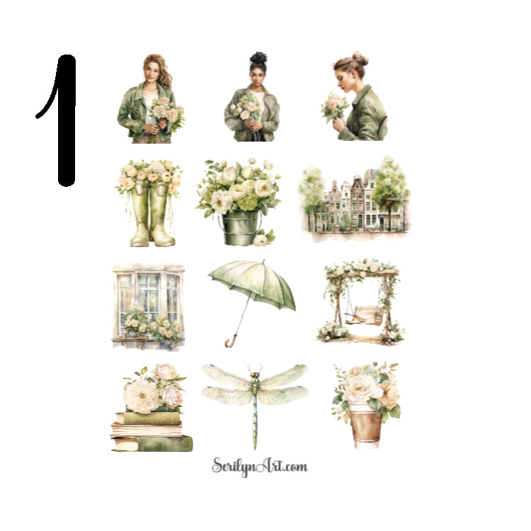Olive Green Spring Sticker Sheet