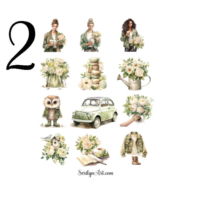 Olive Green Spring Sticker Sheet