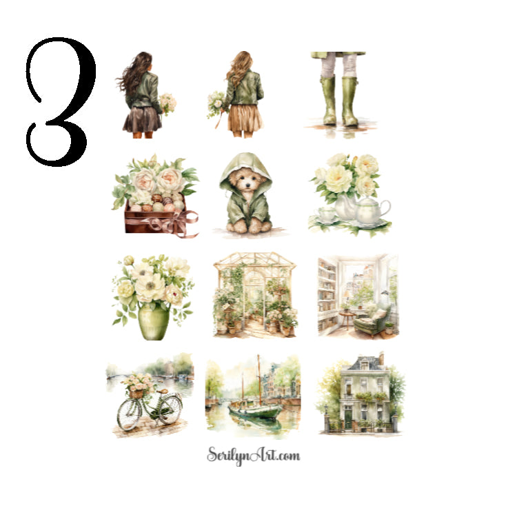 Olive Green Spring Sticker Sheet
