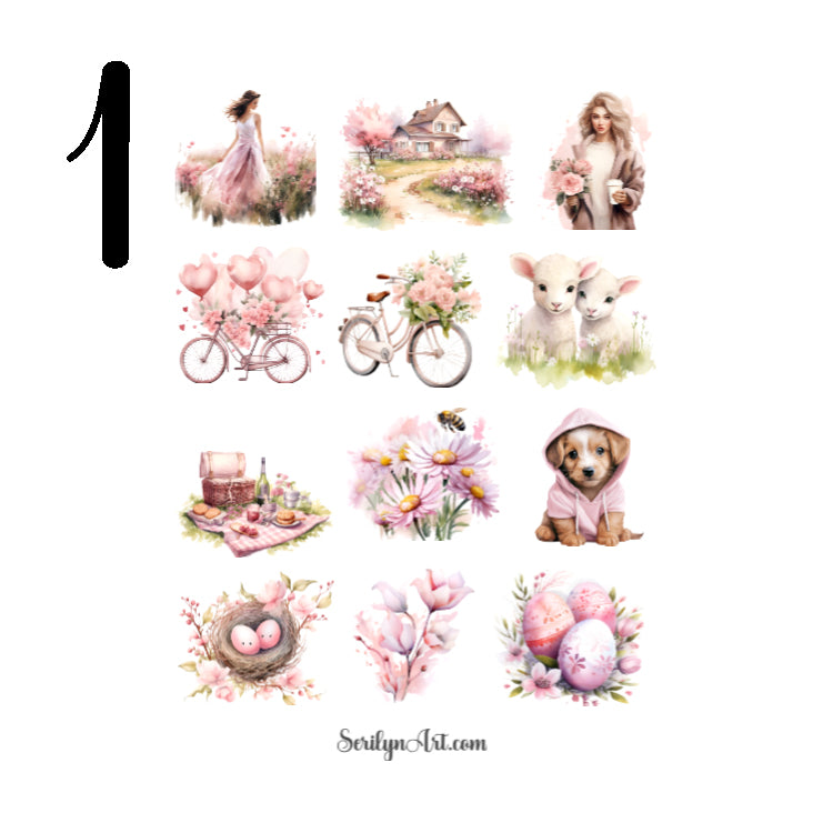 Powder Pink Spring Sticker Sheet