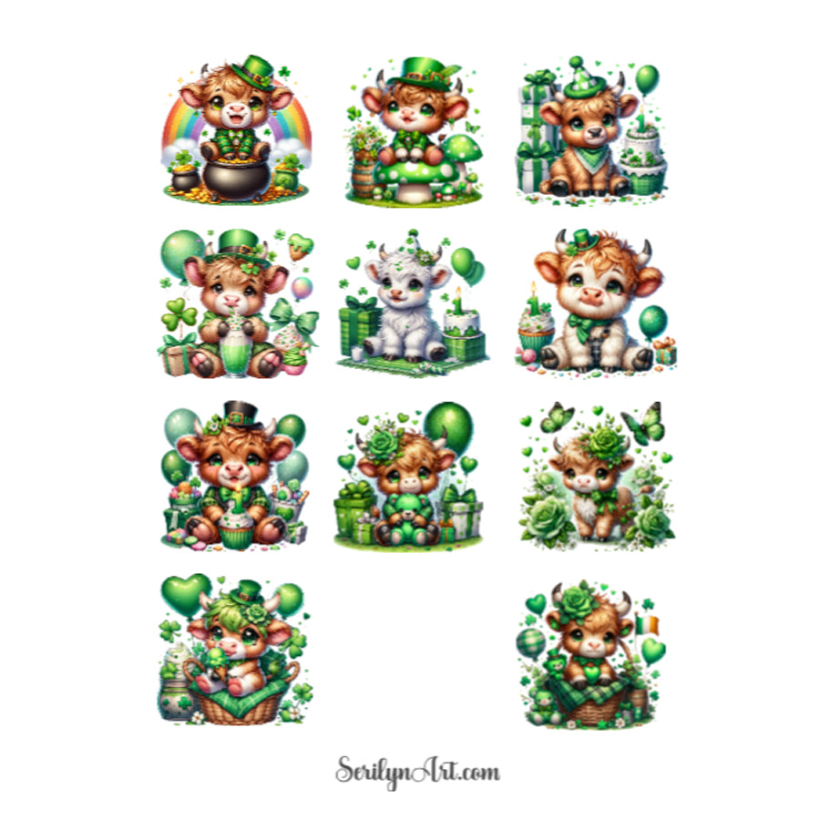 St. Pattys Cows Sticker Sheet