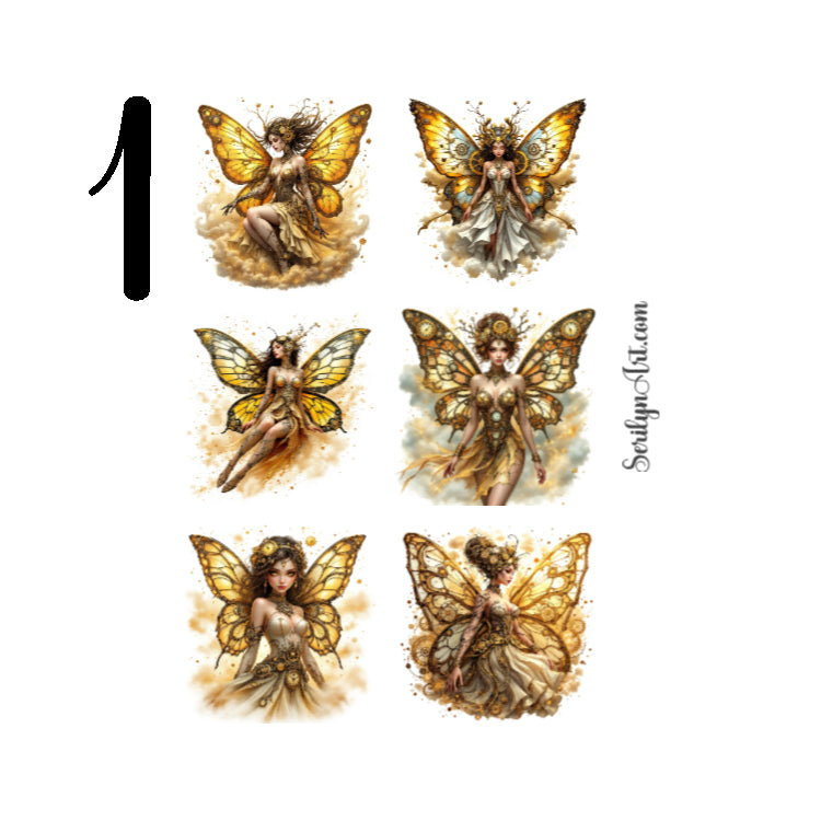 Steampunk Butterfly Fairy Sticker Sheet