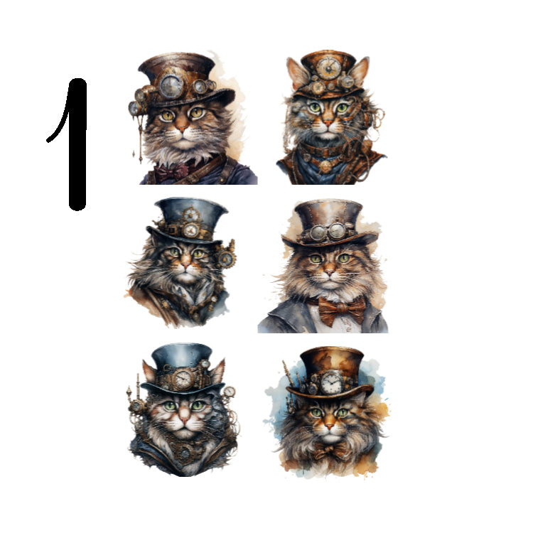 Steampunk Cats Sticker Sheet