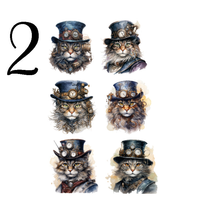Steampunk Cats Sticker Sheet