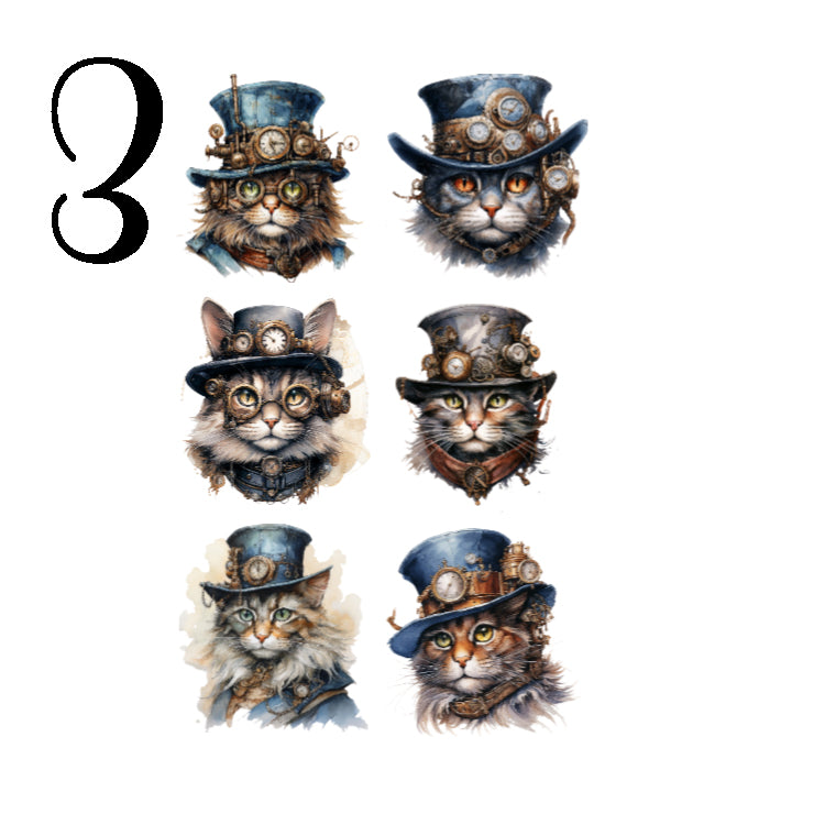Steampunk Cats Sticker Sheet
