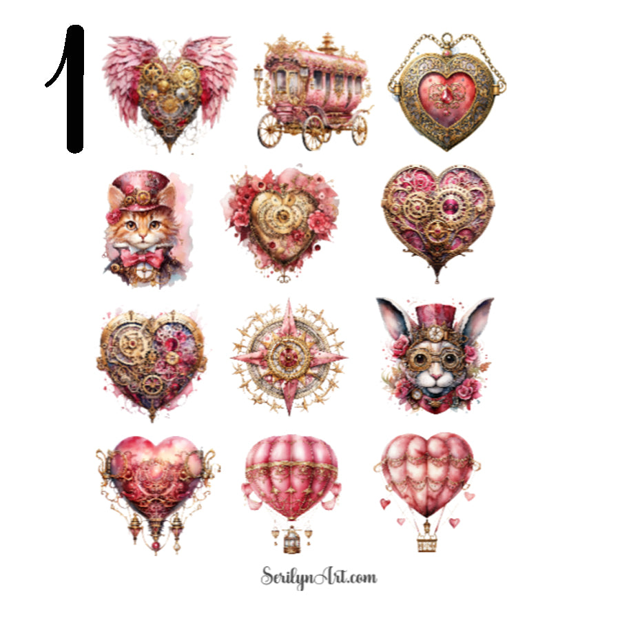 Steampunk Valentine Sticker Sheet