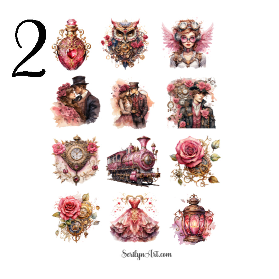 Steampunk Valentine Sticker Sheet