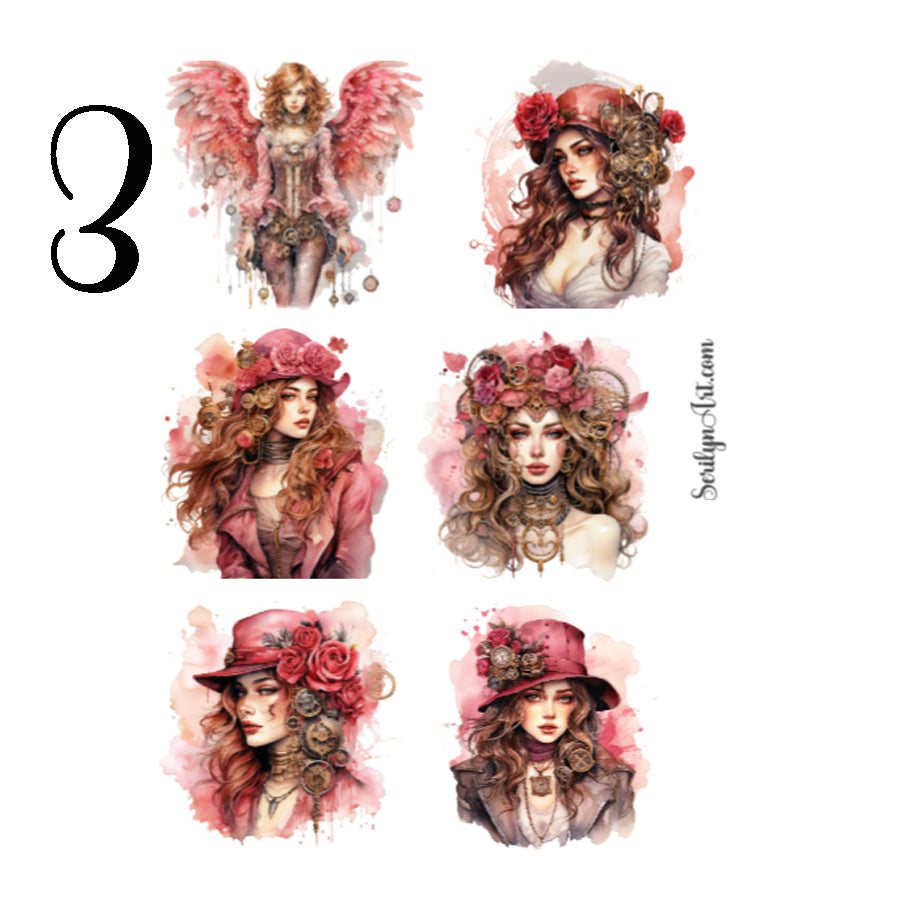 Steampunk Valentine Sticker Sheet