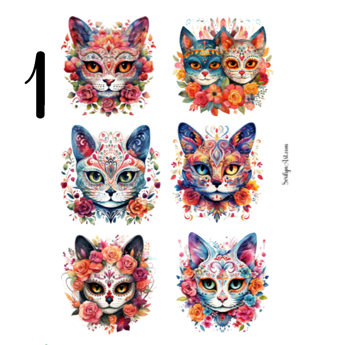 Sugar Skull Cats Sticker Sheet