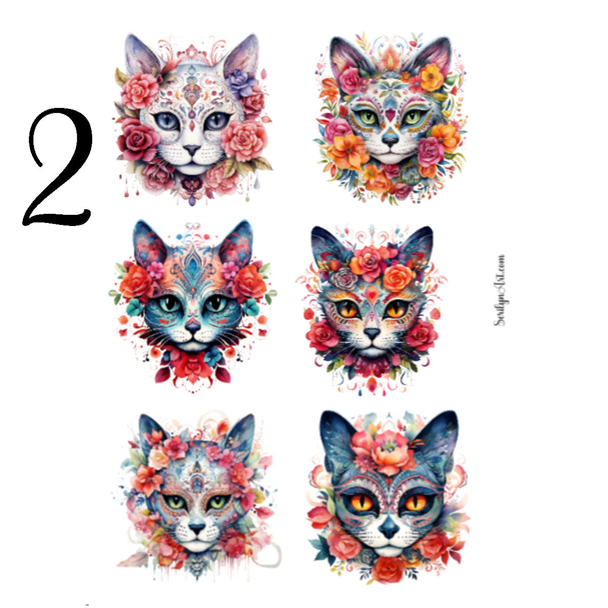 Sugar Skull Cats Sticker Sheet