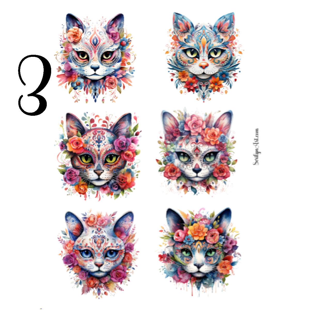 Sugar Skull Cats Sticker Sheet