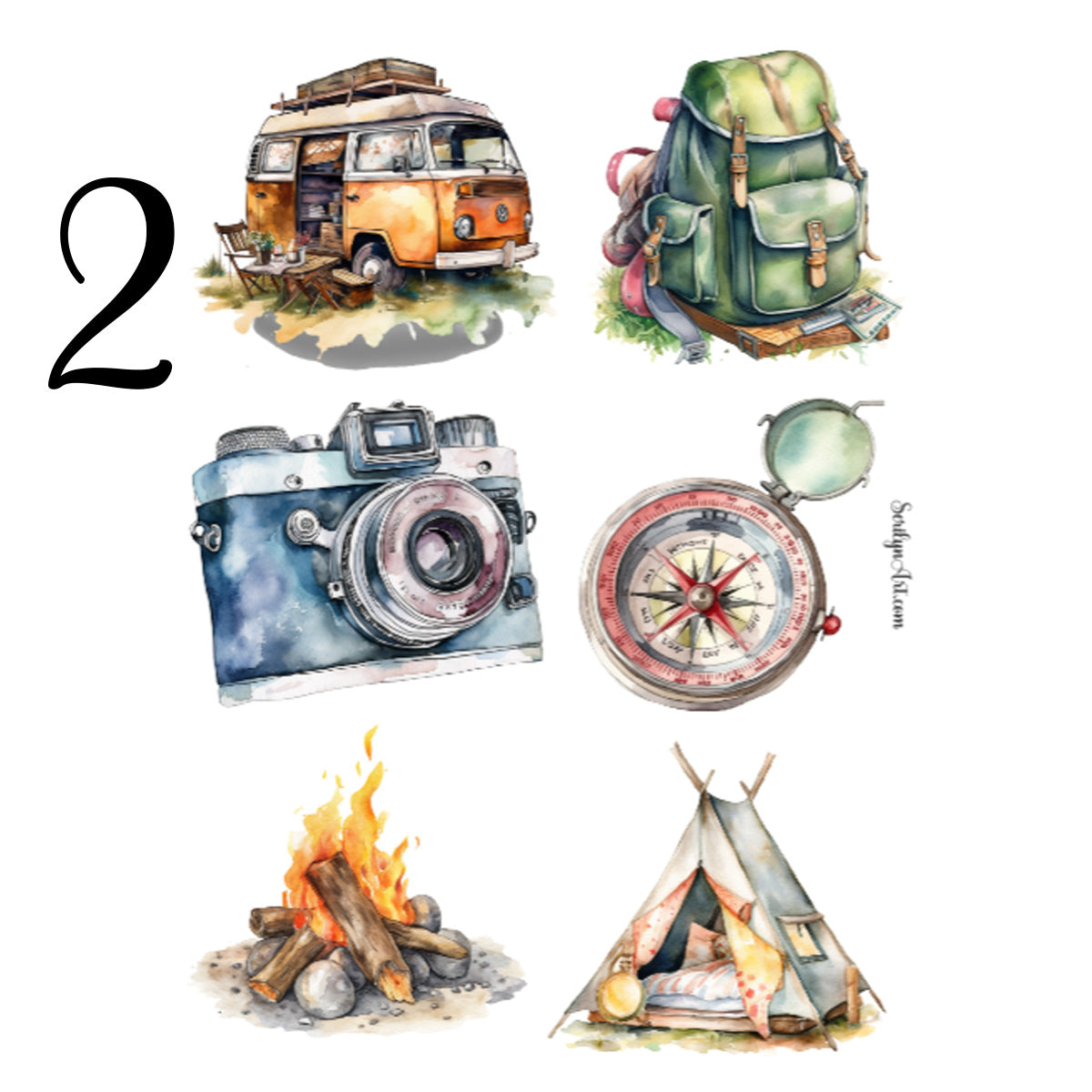 Summer Camping Sticker Sheet