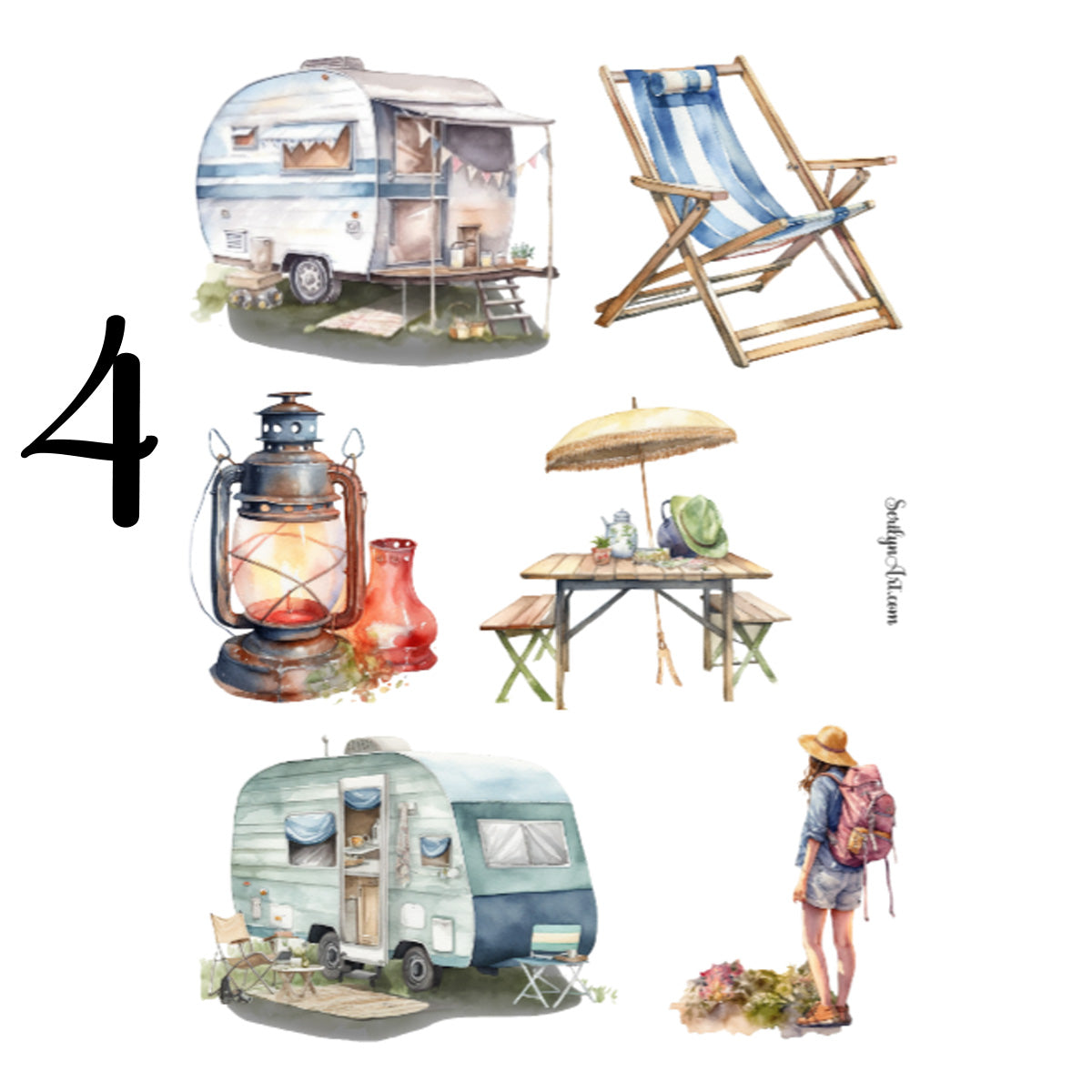 Summer Camping Sticker Sheet