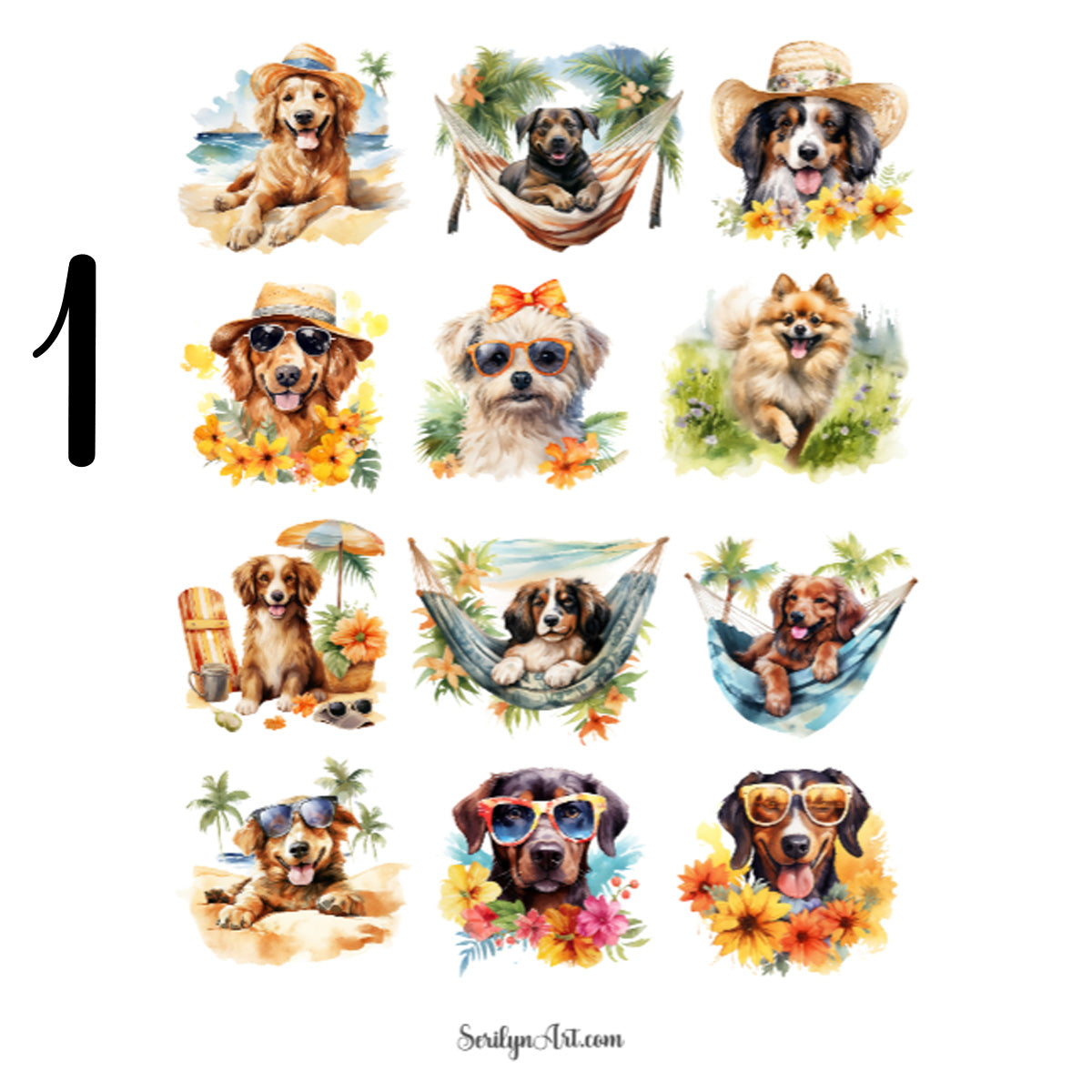 Summer Dogs Sticker Sheet