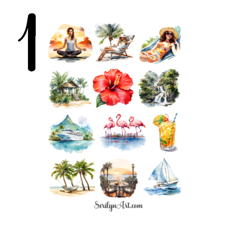 Summer Tropical Holiday Sticker Sheet