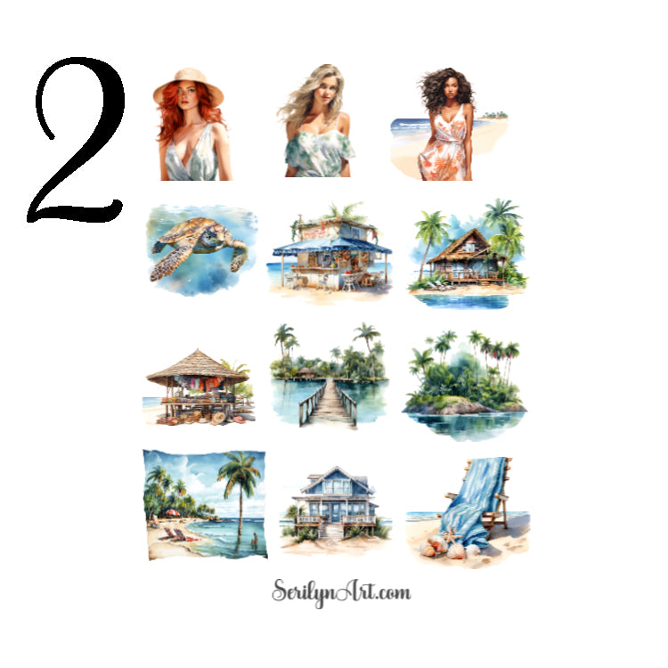 Summer Tropical Holiday Sticker Sheet