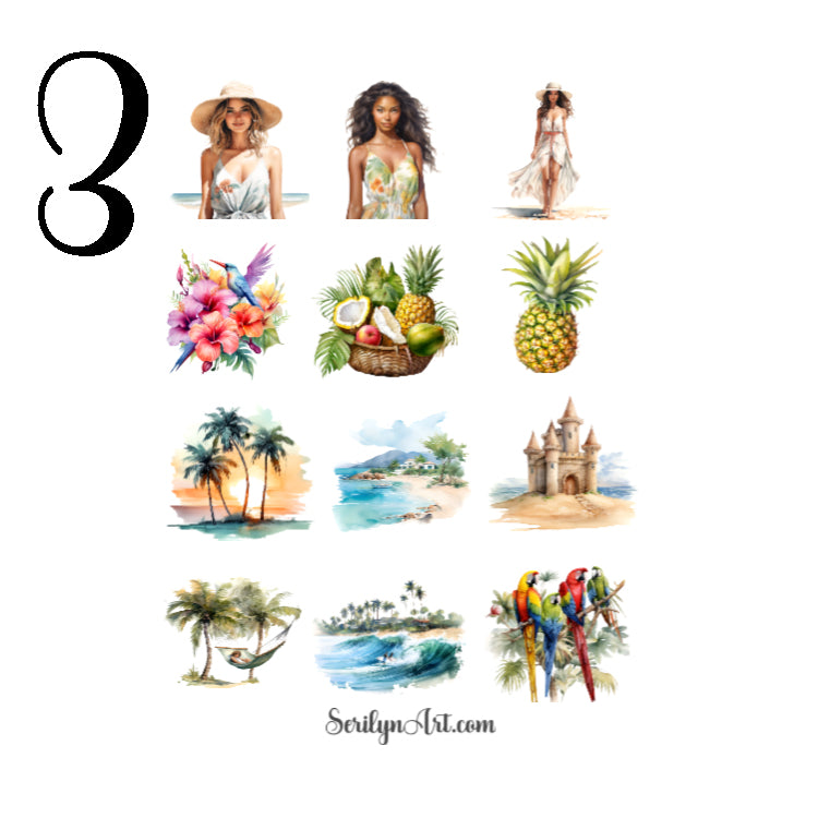Summer Tropical Holiday Sticker Sheet