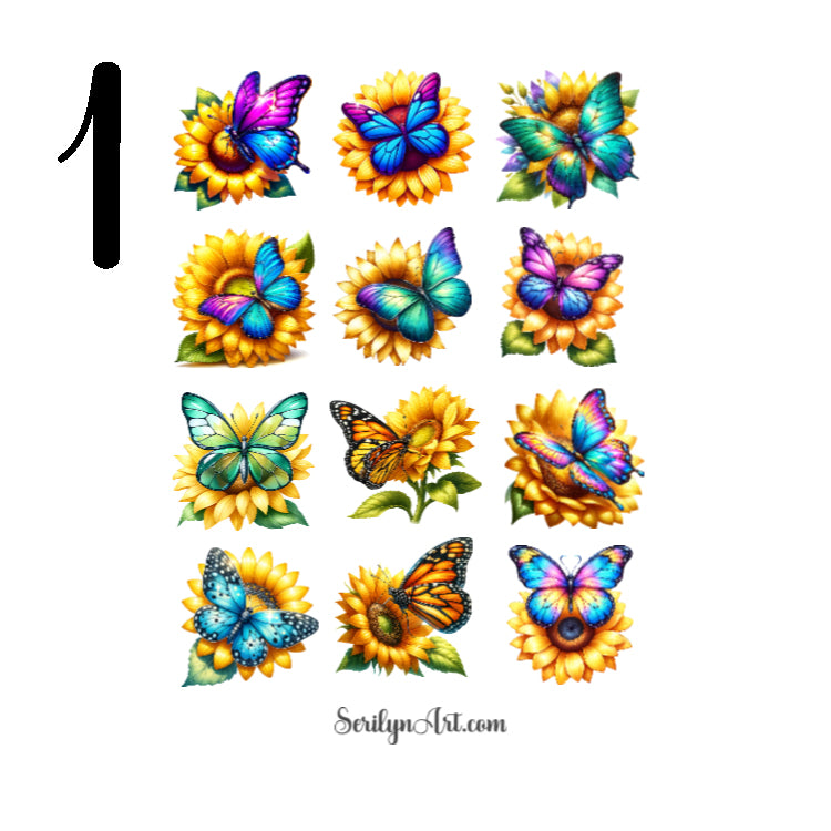 Sunflower Butterflies Sticker Sheet