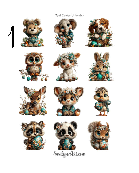 Teal Easter Animals