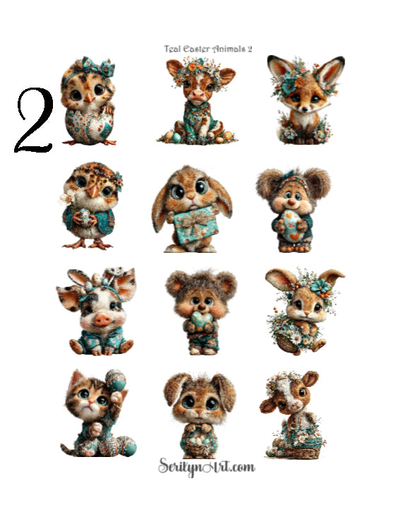 Teal Easter Animals