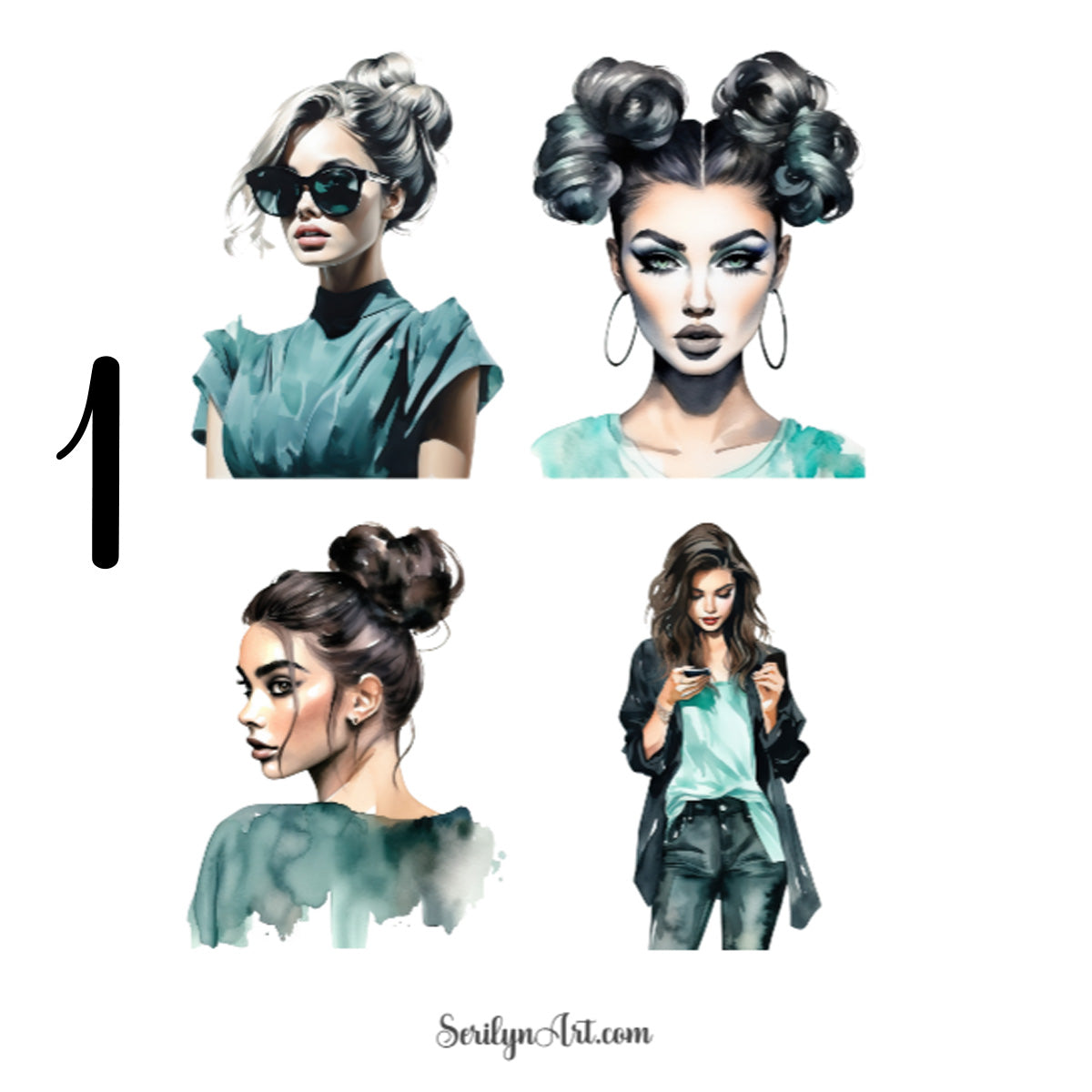 Teal Fashion Sticker Sheet