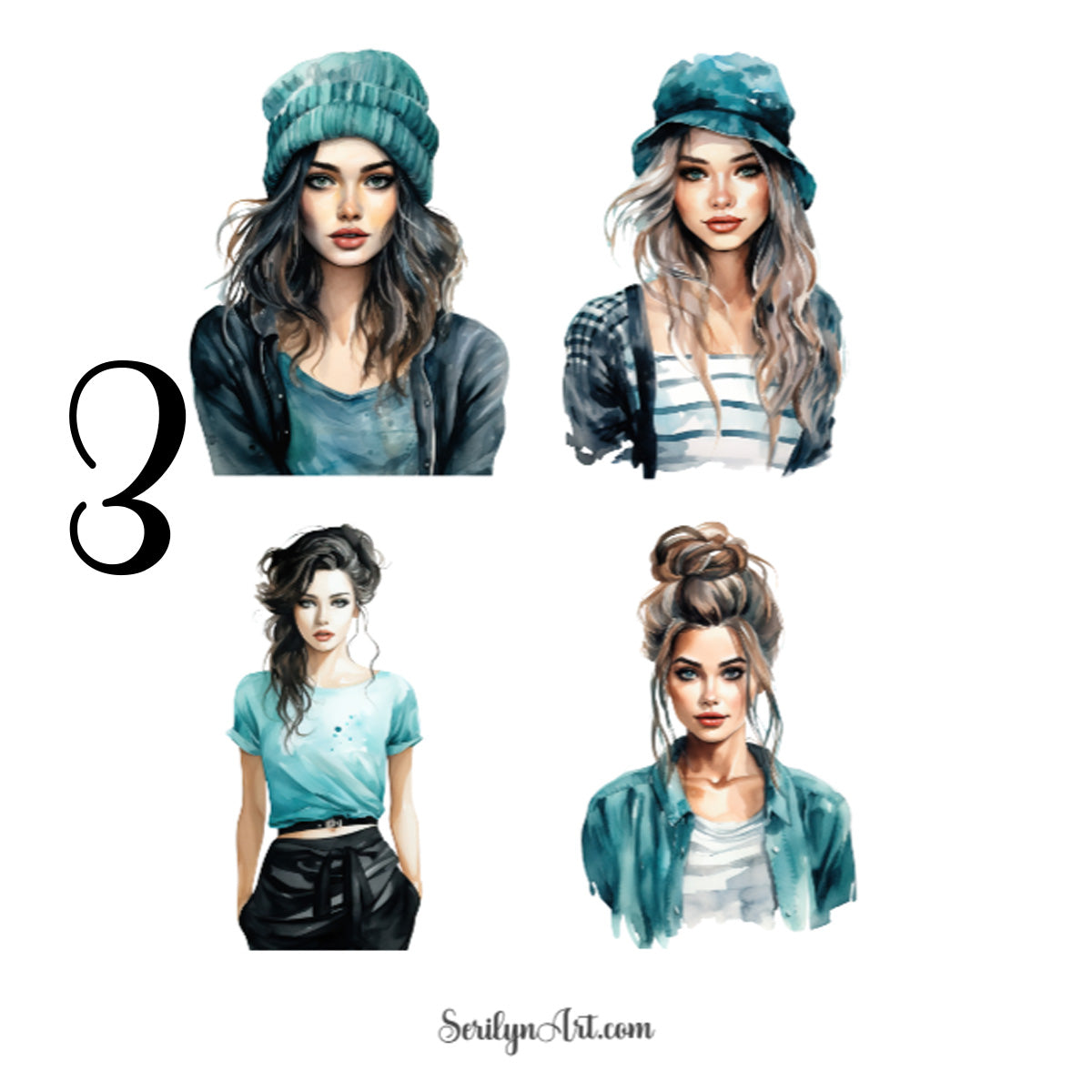 Teal Fashion Sticker Sheet