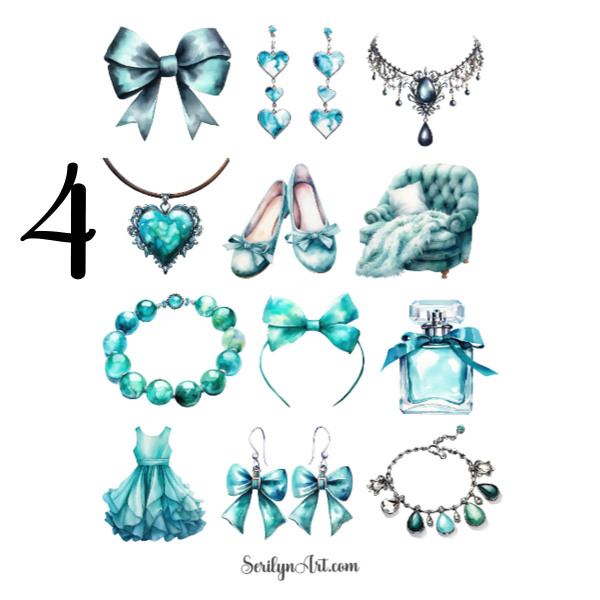 Teal Fashion Sticker Sheet