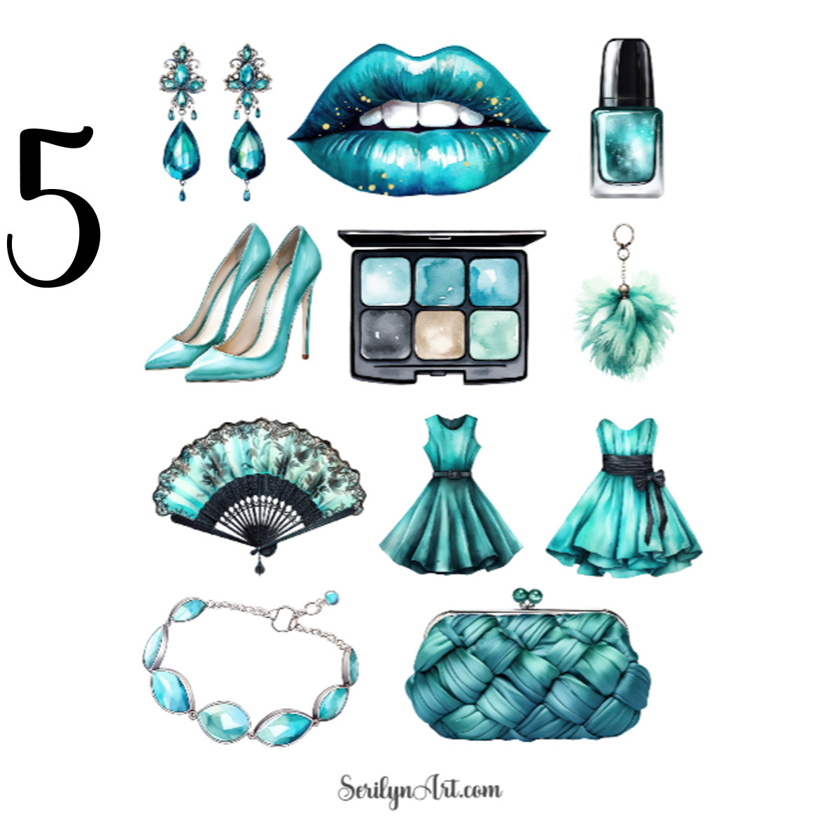 Teal Fashion Sticker Sheet