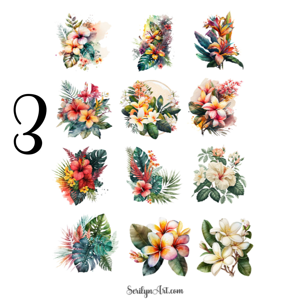 Tropical Flowers Sticker Sheet