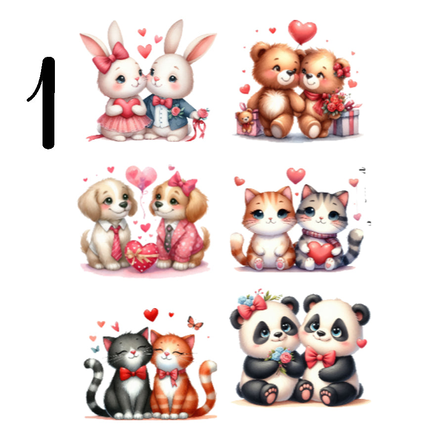 Valentine Animal Couples Sticker Sheet