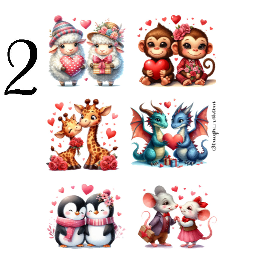 Valentine Animal Couples Sticker Sheet