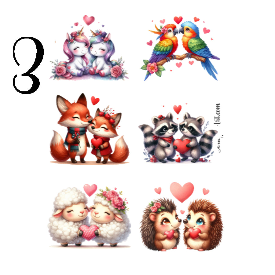 Valentine Animal Couples Sticker Sheet