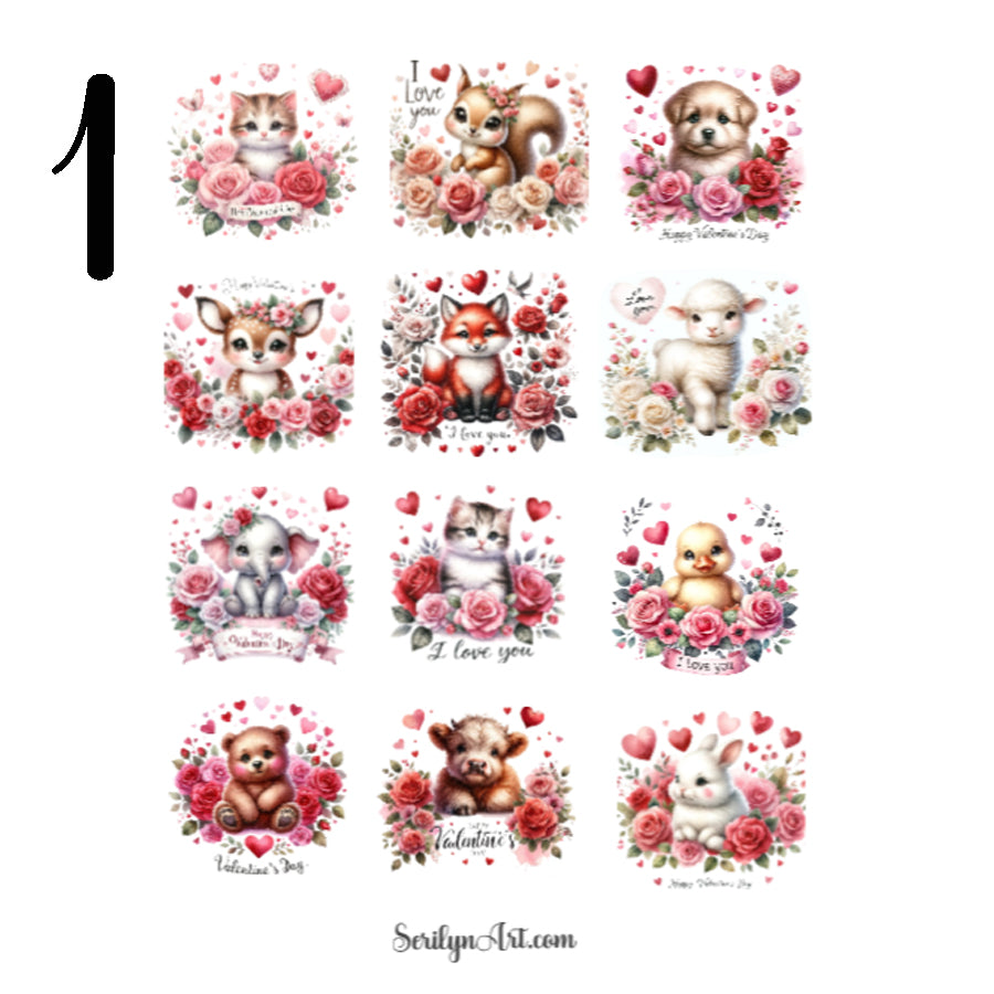 Valentine Animals Sticker Sheet