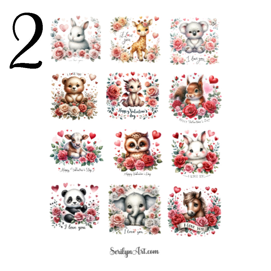 Valentine Animals Sticker Sheet