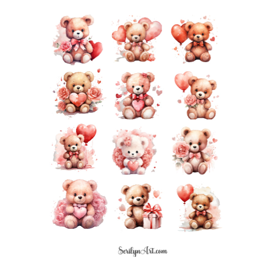 Valentines Bears Sticker Sheet