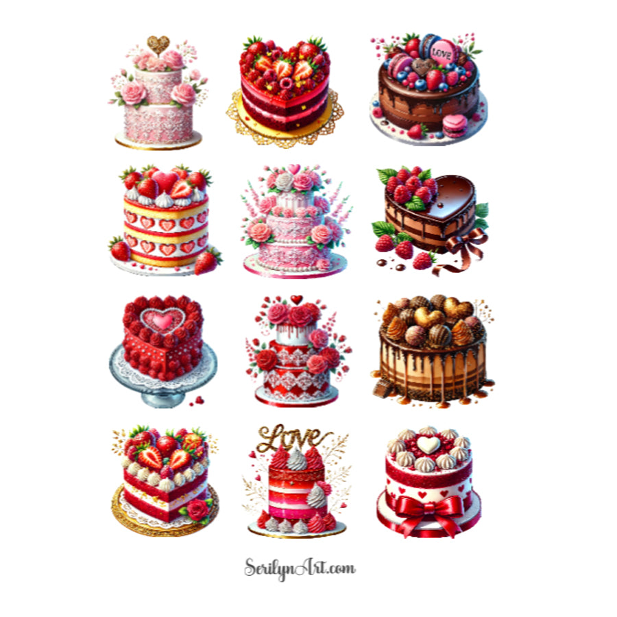 Valentines Day Cake Sticker Sheet
